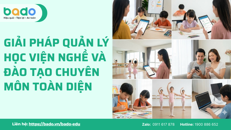 Bado EDU là giải pháp quản lý học viện nghề và đào tạo chuyên môn, giúp theo dõi tiến độ học viên, ca thực hành, học phí, vật tư và giáo viên trên một nền tảng. Hệ thống hỗ trợ số hóa quy trình, giảm thất thoát chi phí, tối ưu vận hành và nâng cao chất lượng đào tạo nghề.